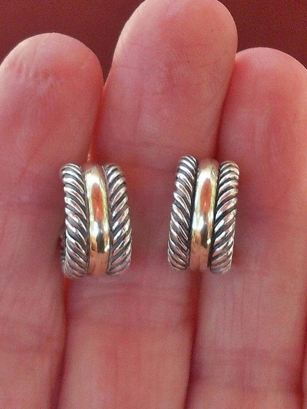 Early Issue David Yurman Cable Classics Hoop Earrings 14K/925 - DY Backs
